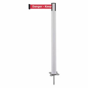 TENSABARRIER 884-32-MAX-RHX-C Spike Post, Plastic, White, 43 Inch Post Height, 2 1/2 Inch Post Dia, Stake, Steel | CU6JYF 410A08