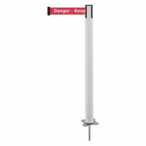 TENSABARRIER 884-32-MAX-RHX-C Spike Post, Plastic, White, 43 Inch Post Height, 2 1/2 Inch Post Dia, Stake, Steel | CU6JYF 410A08