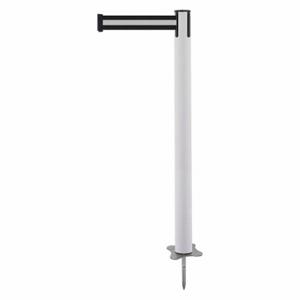 TENSABARRIER 884-32-STD-S3X-C Spike Post, Plastic, White, 43 Inch Post Height, 2 1/2 Inch Post Dia, Stake, 1 Belts | CU6KBZ 409Z72