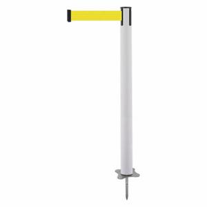 TENSABARRIER 884-32-MAX-Y5X-C Spike Post, Plastic, White, 43 Inch Post Height, 2 1/2 Inch Post Dia, Stake, Yellow | CU6KCM 409Z69