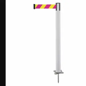 TENSABARRIER 884-32-STD-D5X-C Spike Post, Plastic, White, 43 Inch Post Height, 2 1/2 Inch Post Dia, Stake, Steel | CU6JXZ 409Z84