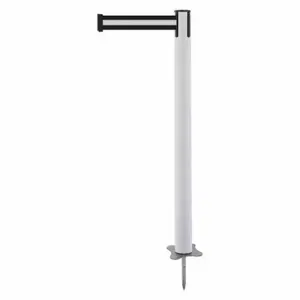 TENSABARRIER 884-32-STD-S7X-C Spike Post, Plastic, White, 43 Inch Post Height, 2 1/2 Inch Post Dia, Stake, Steel | CU6JXR 409Z78