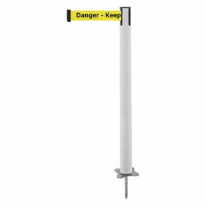TENSABARRIER 884-32-MAX-YDX-C Spike Post, Plastic, White, 43 Inch Post Height, 2 1/2 Inch Post Dia, Stake, Steel | CU6JXQ 410A12