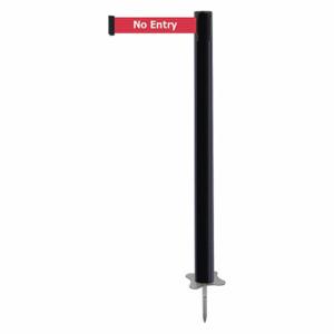 TENSABARRIER 884-33-STD-RBX-C Spike Post, Plastic, Black, 43 Inch Post Height, 2 1/2 Inch Post Dia, Stake, No Entry | CU6JPQ 410A70