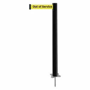 TENSABARRIER 884-33-STD-YEX-C Spike Post, Plastic, Black, 43 Inch Post Height, 2 1/2 Inch Post Dia, Stake, Steel | CU6JRT 410A77