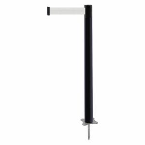 TENSABARRIER 884-33-STD-B1X-C Spike Post, Plastic, Black, 43 Inch Post Height, 2 1/2 Inch Post Dia, Stake, White | CU6JRY 410A15