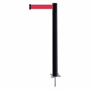 TENSABARRIER 884-33-MAX-R5X-C Spike Post, Plastic, Black, 43 Inch Post Height, 2 1/2 Inch Post Dia, Stake, 1 Belts, Red | CU6JPW 410A44