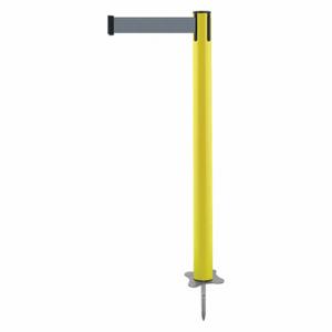 TENSABARRIER 884-35-STD-B5X-C Spike Post, Plastic, Yellow, 43 Inch Post Height, 2 1/2 Inch Post Dia, Stake | CU6JZF 410A92