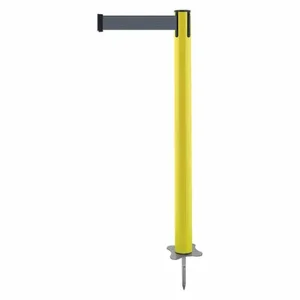 TENSABARRIER 884-35-STD-B7X-C Spike Post, Plastic, Yellow, 43 Inch Post Height, 2 1/2 Inch Post Dia, Stake, Steel | CU6JZY 410A93