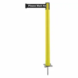 TENSABARRIER 884-35-STD-BCX-C Spike Post, Plastic, Yellow, 43 Inch Post Height, 2 1/2 Inch Post Dia, Stake, Steel | CU6KBM 410C44