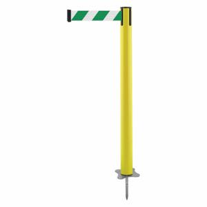 TENSABARRIER 884-35-STD-D2X-C Spike Post, Plastic, Yellow, 43 Inch Post Height, 2 1/2 Inch Post Dia, Stake, Steel | CU6KCB 410C35