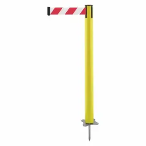 TENSABARRIER 884-35-MAX-D3X-C Spike Post, Plastic, Yellow, 43 Inch Post Height, 2 1/2 Inch Post Dia, Stake, Steel | CU6JZR 410C41