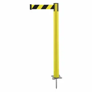 TENSABARRIER 884-35-STD-D4X-C Spike Post, Plastic, Yellow, 43 Inch Post Height, 2 1/2 Inch Post Dia, Stake, Steel | CU6KAQ 410C37