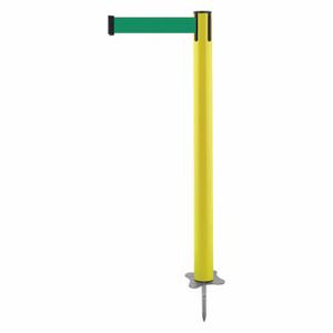 TENSABARRIER 884-35-STD-G6X-C Spike Post, Plastic, Yellow, 43 Inch Post Height, 2 1/2 Inch Post Dia, Stake, Green | CU6JZH 410A96