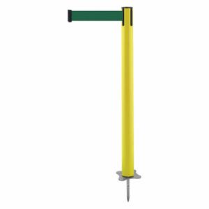 TENSABARRIER 884-35-MAX-G7X-C Spike Post, Plastic, Yellow, 43 Inch Post Height, 2 1/2 Inch Post Dia, Stake, Steel | CU6KDD 410C14