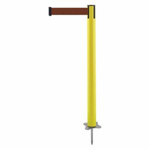 TENSABARRIER 884-35-STD-N7X-C Spike Post, Plastic, Yellow, 43 Inch Post Height, 2 1/2 Inch Post Dia, Stake, Brown | CU6JZE 410C02