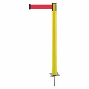 TENSABARRIER 884-35-MAX-R5X-C Spike Post, Plastic, Yellow, 43 Inch Post Height, 2 1/2 Inch Post Dia, Stake, Red | CU6JZQ 410C21