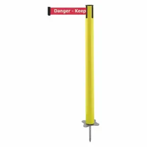 TENSABARRIER 884-35-STD-RHX-C Spike Post, Plastic, Yellow, 43 Inch Post Height, 2 1/2 Inch Post Dia, Stake, Steel | CU6KAV 410C49