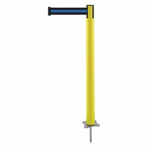 TENSABARRIER 884-35-MAX-S1X-C Spike Post, Plastic, Yellow, 43 Inch Post Height, 2 1/2 Inch Post Dia, Stake, Steel | CU6JZV 410C28