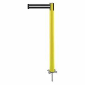 TENSABARRIER 884-35-MAX-S3X-C Spike Post, Plastic, Yellow, 43 Inch Post Height, 2 1/2 Inch Post Dia, Stake, Steel | CU6KAB 410C30