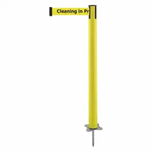 TENSABARRIER 884-35-MAX-YCX-C Spike Post, Plastic, Yellow, 43 Inch Post Height, 2 1/2 Inch Post Dia, Stake, Steel | CU6JZZ 410C64