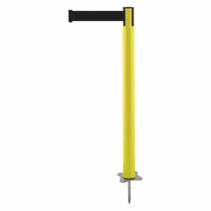 TENSABARRIER 884-35-MAX-B9X-C Spike Post, Plastic, Yellow, 43 Inch Post Height, 2 1/2 Inch Post Dia, Stake, Black | CU6JYZ 410C11