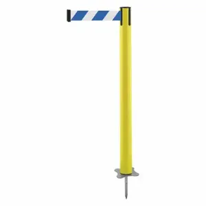 TENSABARRIER 884-35-STD-D1X-C Spike Post, Plastic, Yellow, 43 Inch Post Height, 2 1/2 Inch Post Dia, Stake, Steel | CU6KBB 410C34