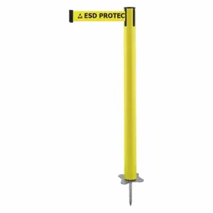 TENSABARRIER 884-35-MAX-ESD-C Spike Post, Plastic, Yellow, 43 Inch Post Height, 2 1/2 Inch Post Dia, Stake, Steel | CU6KCF 410C67