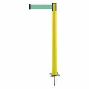 TENSABARRIER 884-35-STD-G2X-C Spike Post, Plastic, Yellow, 43 Inch Post Height, 2 1/2 Inch Post Dia, Stake, Steel | CU6KBE 410A95