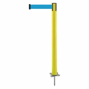 TENSABARRIER 884-35-STD-L3X-C Spike Post, Plastic, Yellow, 43 Inch Post Height, 2 1/2 Inch Post Dia, Stake, Steel | CU6KBA 410A98