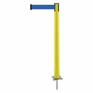 TENSABARRIER 884-35-STD-L5X-C Spike Post, Plastic, Yellow, 43 Inch Post Height, 2 1/2 Inch Post Dia, Stake, Blue | CU6JZB 410A99