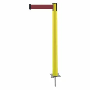 TENSABARRIER 884-35-STD-R7X-C Spike Post, Plastic, Yellow, 43 Inch Post Height, 2 1/2 Inch Post Dia, Stake, Maroon | CU6KCJ 410C06