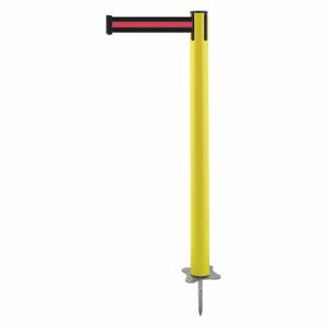 TENSABARRIER 884-35-MAX-S2X-C Spike Post, Plastic, Yellow, 43 Inch Post Height, 2 1/2 Inch Post Dia, Stake, Steel | CU6KBG 410C29
