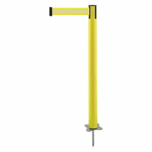 TENSABARRIER 884-35-STD-S8X-C Spike Post, Plastic, Yellow, 43 Inch Post Height, 2 1/2 Inch Post Dia, Stake, Steel | CU6KAF 410C33