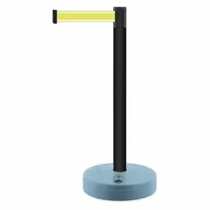 TENSABARRIER 885-33-STD-Y5-NV-C Barrier Post With Belt, PVC, Black, 38 Inch Post Height, 2 1/2 Inch Post Dia, Fillable | CU6GNQ 410C74