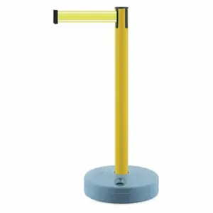 TENSABARRIER 885-35-STD-Y5-NV-C Barrier Post With Belt, PVC, Yellow, 38 Inch Post Height, 2 1/2 Inch Post Dia, Fillable | CU6GTE 410C75