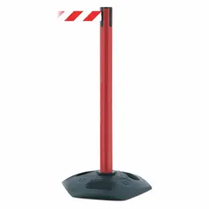 TENSABARRIER 886-21-MAX-NO-D3X-C Barrier Post With Belt, PVC, Red, 38 Inch Post Height, 2 1/2 Inch Post Dia | CU6GQE 54EE71