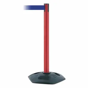 TENSABARRIER 886-21-MAX-NO-L5X-C Barrier Post With Belt, PVC, Red, 38 Inch Post Height, 2 1/2 Inch Post Dia | CU6GQC 44ZV78