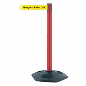 TENSABARRIER 886-21-MAX-NO-YDX-C Barrier Post With Belt, PVC, Red, 38 Inch Post Height, 2 1/2 Inch Post Dia | CU6GPW 44ZV82