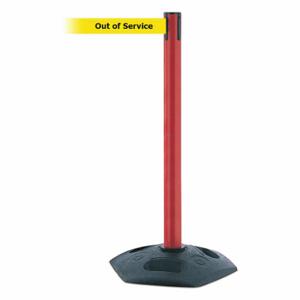TENSABARRIER 886-21-MAX-NO-YEX-C Barrier Post With Belt, PVC, Red, 38 Inch Post Height, 2 1/2 Inch Post Dia | CU6GQA 44ZV83