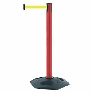 TENSABARRIER 886-21-STD-Y5-NV-C Barrier Post With Belt, PVC, Red, 38 Inch Post Height, 2 1/2 Inch Post Dia, Heavy Duty | CU6GQF 410C76