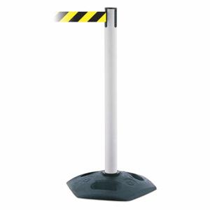 TENSABARRIER 886-32-MAX-NO-D4X-C Barrier Post With Belt, PVC, White, 38 Inch Post Height, 2 1/2 Inch Post Dia | CU6HPD 44ZV50