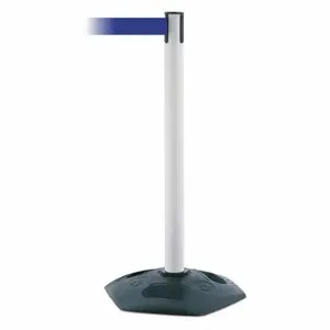 TENSABARRIER 886-32-MAX-NO-L5X-C Barrier Post With Belt, PVC, White, 38 Inch Post Height, 2 1/2 Inch Post Dia | CU6GRQ 44ZV49