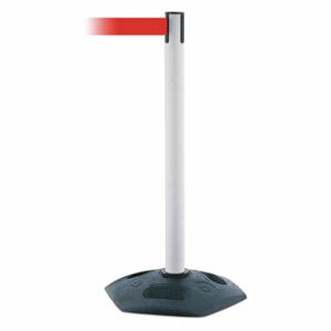 TENSABARRIER 886-32-MAX-NO-R5X-C Barrier Post With Belt, PVC, White, 38 Inch Post Height, 2 1/2 Inch Post Dia | CU6GRR 44ZV48