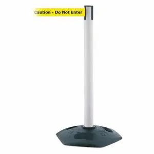 TENSABARRIER 886-32-MAX-NO-YAX-C Barrier Post With Belt, PVC, White, 38 Inch Post Height, 2 1/2 Inch Post Dia | CU6HNV 44ZV51