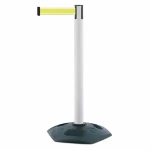 TENSABARRIER 886-32-STD-Y5-NV-C Barrier Post With Belt, PVC, White, 38 Inch Post Height, 2 1/2 Inch Post Dia, Heavy Duty | CU6GRU 410C77