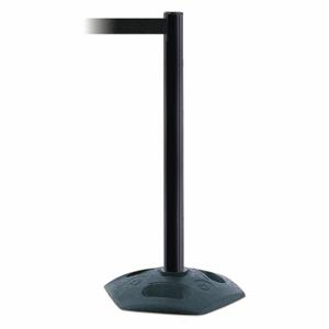 TENSABARRIER 886-33-MAX-NO-B9X-C Barrier Post With Belt, PVC, Black, 38 Inch Post Height, 2 1/2 Inch Post Dia | CU6GNK 44ZV64