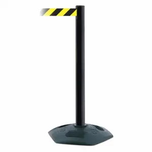 TENSABARRIER 886-33-MAX-NO-D4X-C Barrier Post With Belt, PVC, Black, 38 Inch Post Height, 2 1/2 Inch Post Dia | CU6GNL 44ZV69