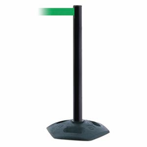 TENSABARRIER 886-33-MAX-NO-G6X-C Barrier Post With Belt, PVC, Black, 38 Inch Post Height, 2 1/2 Inch Post Dia | CU6GNH 44ZV65