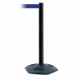 TENSABARRIER 886-33-MAX-NO-L5X-C Barrier Post With Belt, PVC, Black, 38 Inch Post Height, 2 1/2 Inch Post Dia | CU6GNP 44ZV68